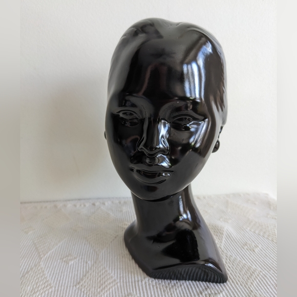 Holland Mold Busts Vintage MCM ceramic decor smooth black gloss finish - Picture 4 of 10
